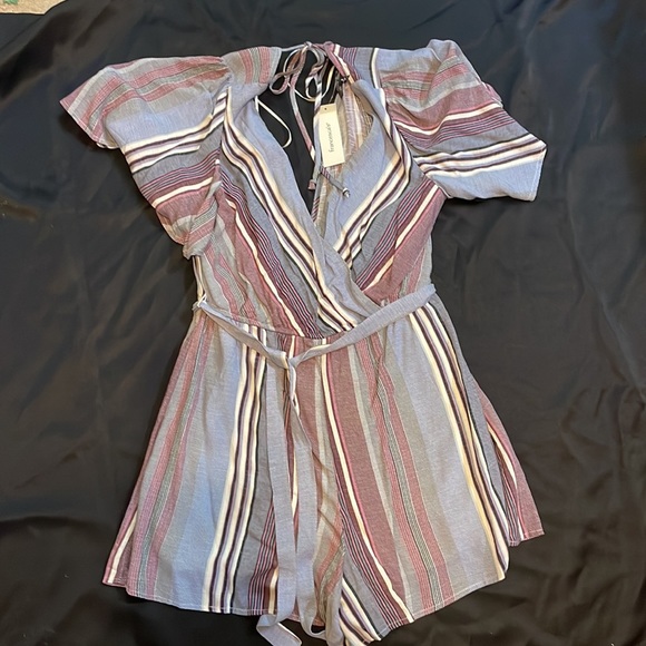 Open Back Striped Romper - Picture 3 of 3